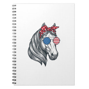 Carnet Cheval Patriotique Avec Lunettes De Soleil Drapeau