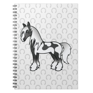 Carnet Cheval Shire Gypsy Vanner Piebald Noir Dessin Anim