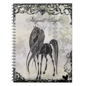 Carnet Cheval Silhouette et Coeurs Grungy personnalisés (Devant)