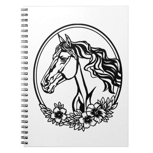 Carnet Cheval tête avec fleurs (Devant)