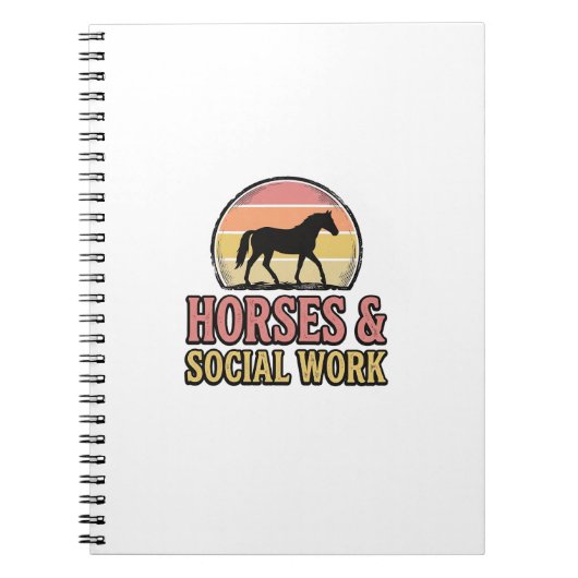 Carnet Cheval & Travail Social Retro Sunset Vector Design (Devant)