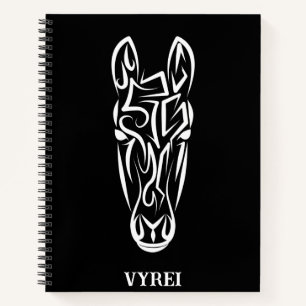 Carnet Cheval tribal noir et blanc