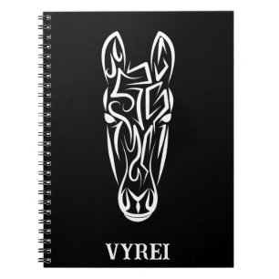 Carnet Cheval tribal noir et blanc