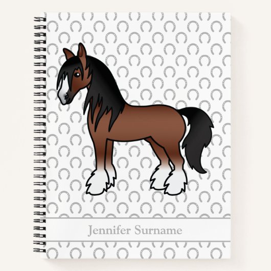Carnet Cheval Vanner Clydesdale Gypsy Brun & Texte (Devant)
