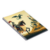 Carnet Chevalier médiéval & wyvern avec fantasy de châtea (Côté Droit)