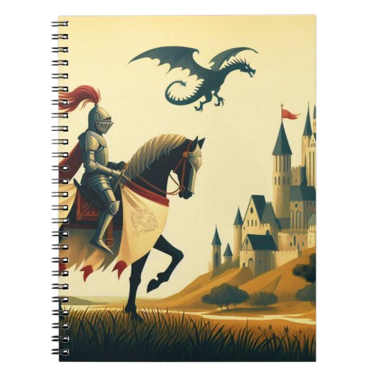Carnet Chevalier médiéval & wyvern avec fantasy de châtea (Devant)