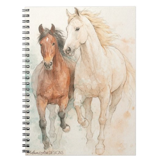 Carnet Chevaux à l'aquarelle courant ensemble (Devant)