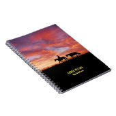 Carnet Chevaux au coucher du soleil nom personnalisé (Côté Droit)