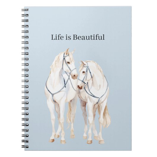 Carnet Chevaux blancs Baby Blue (Devant)
