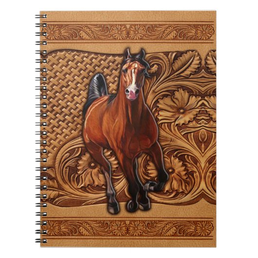 Carnet [Chevaux]Cuir Cheval Embossé (Devant)