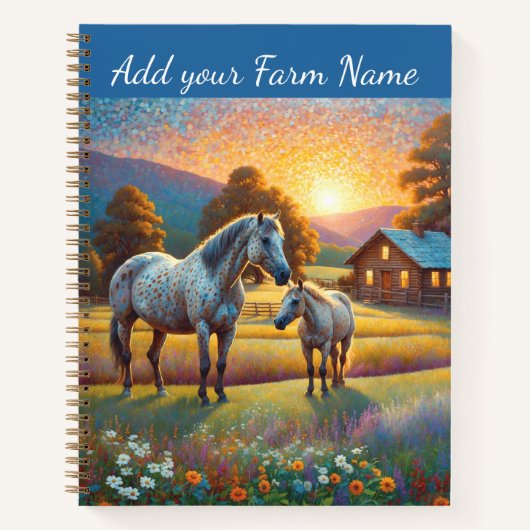 Carnet Chevaux dans la prairie de fleurs sauvages de la f (Devant)