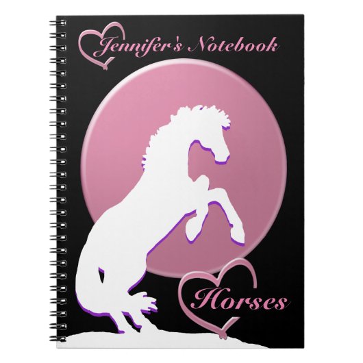 Carnet Chevaux de Coeur Blanc V (Rose) (Devant)