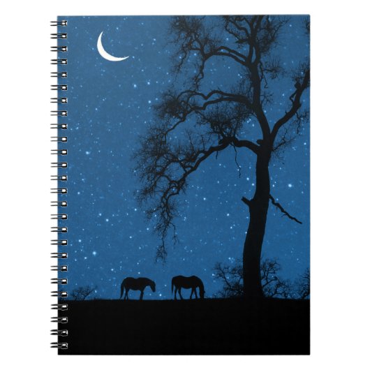 Carnet Chevaux et nuit étoilée avec Crescent Moon (Devant)