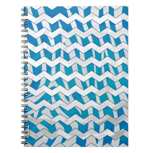 Carnet Chevron bleu et blanc Zebra (Devant)