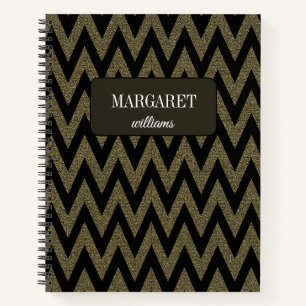 Carnet Chevron chic zigzag paillettes &nom personnalisé