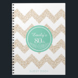 Carnet Chevron Choose Color 80th Birthday Party GuestBook<br><div class="desc">Livre d'hôtes personnalisé Chevron 80th Birthday Party. Vous pouvez facilement modifier la couleur arrière - plan (cercle) et la couleur du texte (nom seulement),  la police,  la taille et la position en cliquant sur le bouton personnaliser.</div>