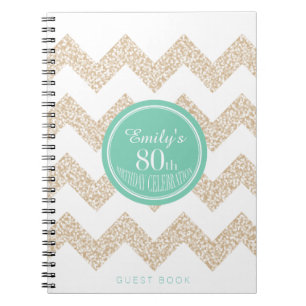 Carnet Chevron Choose Color 80th Birthday Party GuestBook