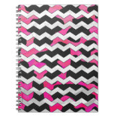 Carnet Chevron Cow Hot rose et noir (Devant)