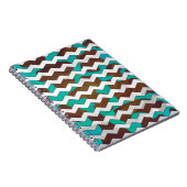 Carnet Chevron Cow Impression Brown et Turquoise (Côté Droit)