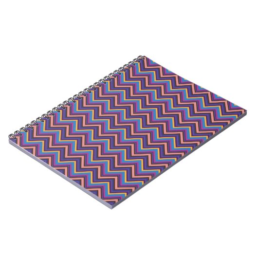 Carnet Chevron exotique en violet, bleu, rose et or (Côté gauche)