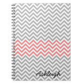 Carnet Chevron gris, blanc et corail (Devant)