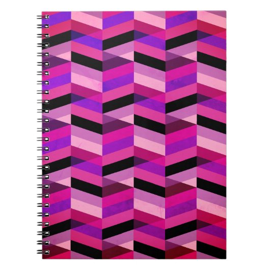 Carnet Chevron/Herringbone abstrait | Violets et Violet (Devant)