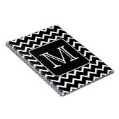 Carnet Chevron noir et blanc avec le monogramme fait sur (Côté Droit)
