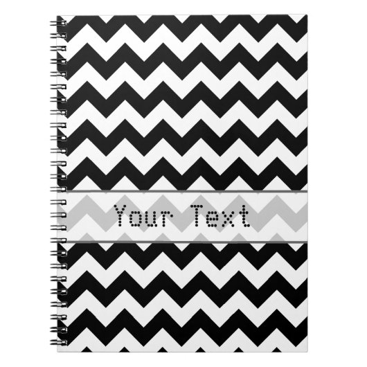 Carnet Chevron noir et blanc - texte fait sur commande (Devant)