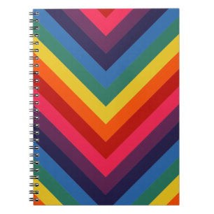 Carnet Chevron Retro Arc-en-ciel clair et coloré