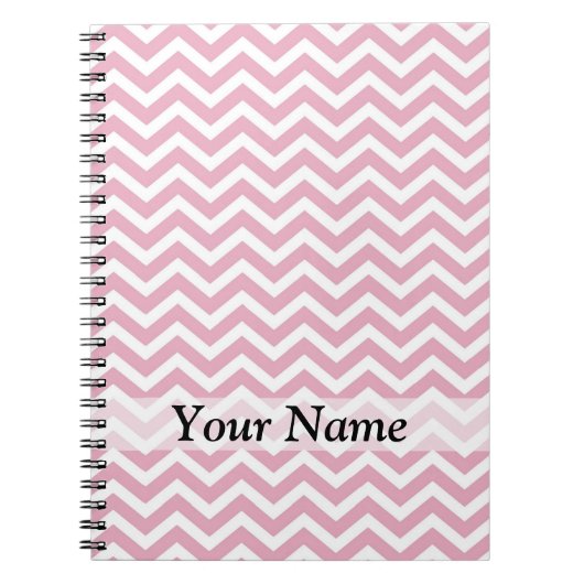Carnet chevron rose et blanc (Devant)