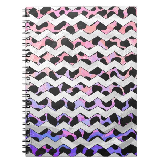 Carnet Chevron rose et noir Dalmation (Devant)
