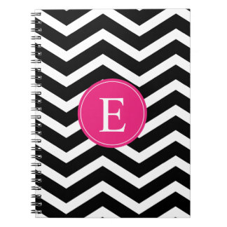 Carnet Chevron rose noir personnalisé