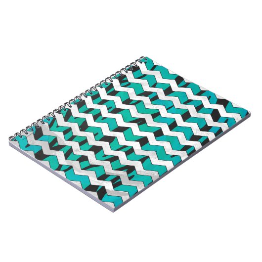Carnet Chevron Tiger noir et Turquoise (Côté gauche)