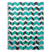 Carnet Chevron Tiger noir et Turquoise (Devant)