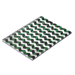 Carnet Chevron Zebra noir et vert