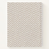 Carnet Chevron Zigzag Ondulé Beige Et Blanc Avec Nom (Dos)