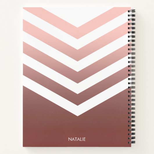 Carnet Chevrons roses en or (Dos)