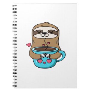 Carnet Chibi Paresseux Amoureux de Café � Mignon Kawaii P