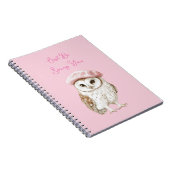 Carnet Chic Béret Rose Marron Blanc Hibou À Bientôt (Côté Droit)