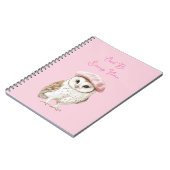 Carnet Chic Béret Rose Marron Blanc Hibou À Bientôt (Côté gauche)