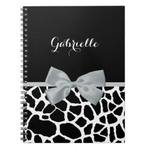 Carnet Chic Black and White Giraffe Imprimer Bow gris arg