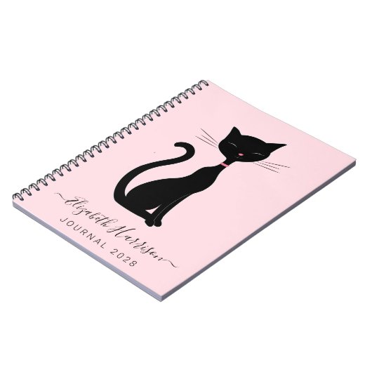 Carnet Chic Black Cat Personalized Pink (Côté gauche)