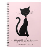 Carnet Chic Black Cat Personalized Pink (Devant)