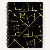 Carnet Chic Black Gold Kintsugi Japanese Pottery (Devant)