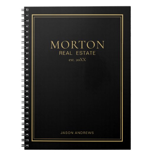 Carnet Chic Black Gold Real Estate Notebook (Devant)
