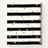 Carnet Chic Black Gold Stripes Brunette Girl Rose Floral (Dos)