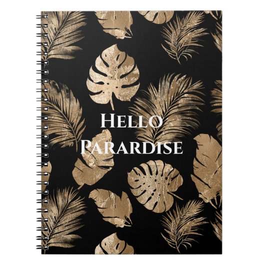 Carnet Chic Black Gold Tropical Feuilles (Devant)