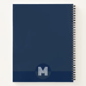 Carnet Chic Bleu Nuit Géométrique Monogramme Moderne (Dos)
