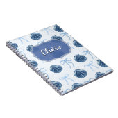 Carnet Chic Blue Coastal Shells and Bows Personalized (Côté Droit)