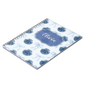 Carnet Chic Blue Coastal Shells and Bows Personalized (Côté gauche)